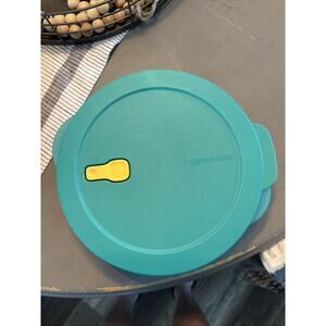 Tupperware Crystalwave Plus Large Round Divided Dish Sea Green w Yellow Tab‎
